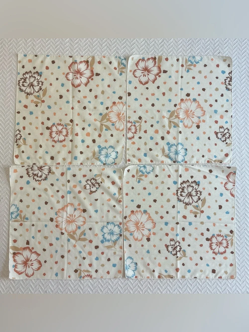 Vintage Cotton Floral Napkins